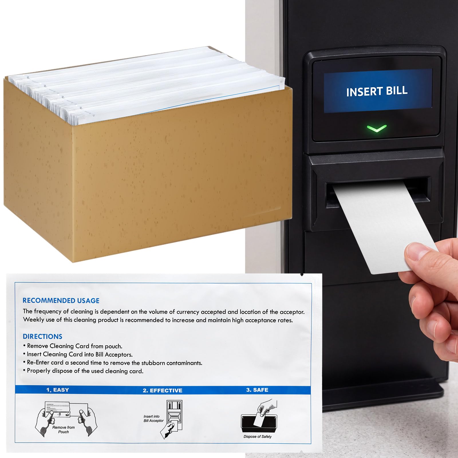 Heigble 90 Pcs Presaturated Bill Acceptor Cleaning Cards, 2.5" x 7.5"