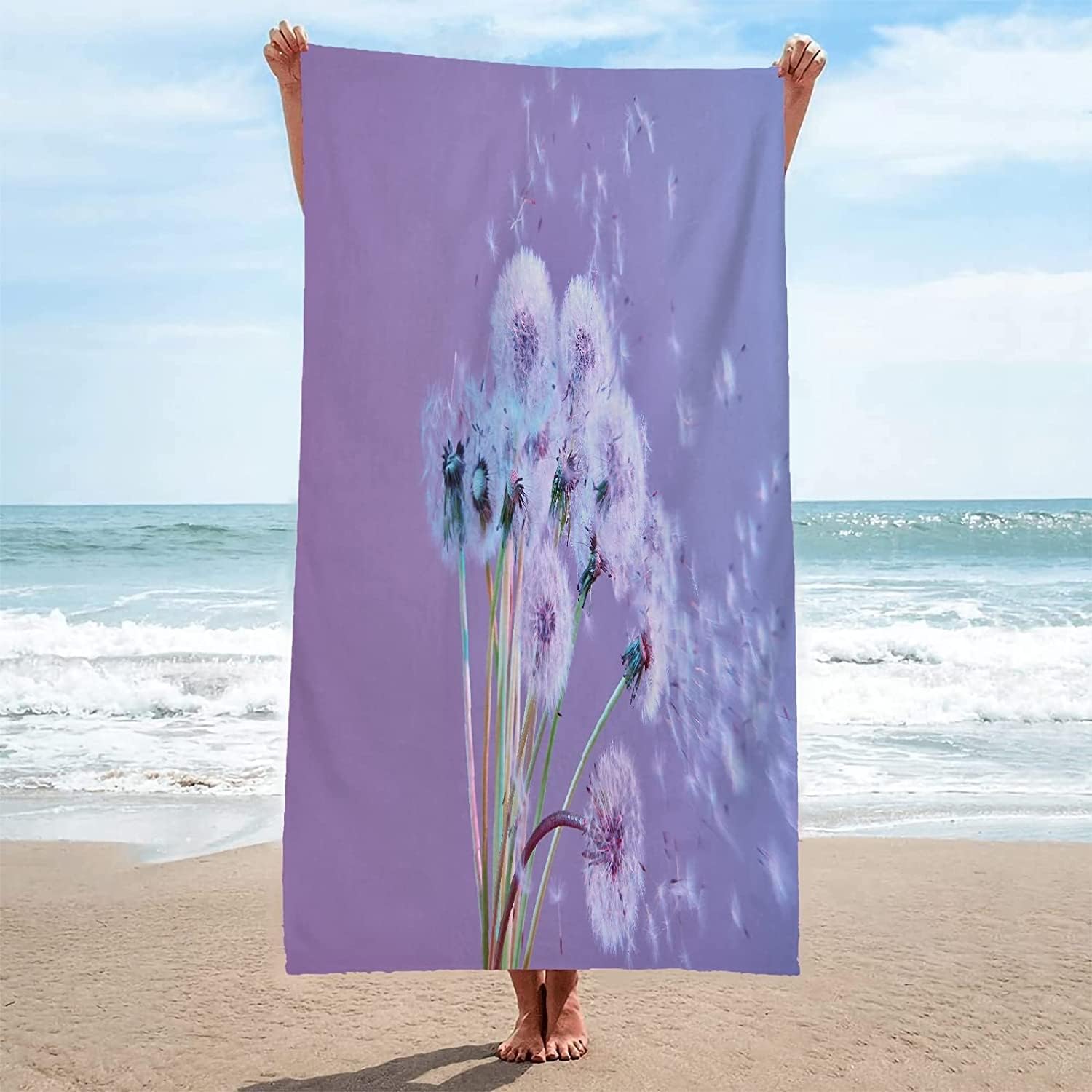 Serviette de Plage 200x200 Femme Homme Enfant, Drap de Plage XXL Serviette Plage Anti Sable à Séchage Rapide Grande Serviette Plage Pissenlit, pour Bain, Piscine, Camping Plantes d'automne A431