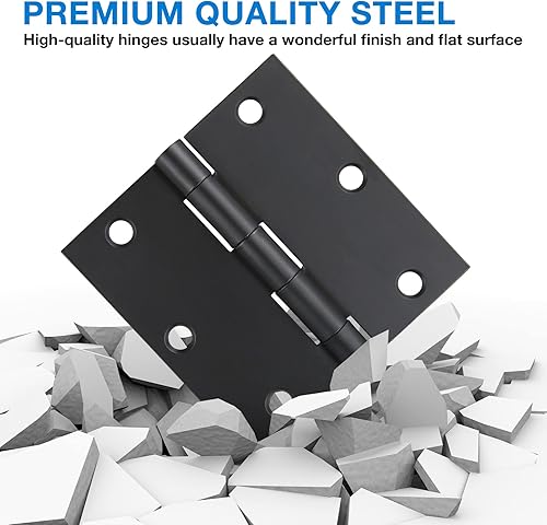 Miniatura 5 de Bisagras cuadradas de 3.5 pulgadas de radio 58 para puerta, color dorado, paquete de 3 bisagras de puerta redondeadas para puertas interiores de 3