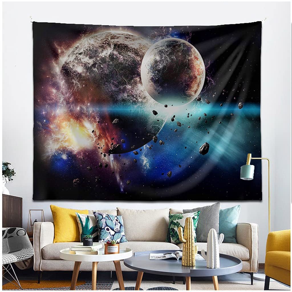 YOPLKY tapizPlaneta Tapiz fantasía Cielo Estrellado Galaxia Espacio patrón Colgante de Pared de Tela Colcha decoración de Dormitorio