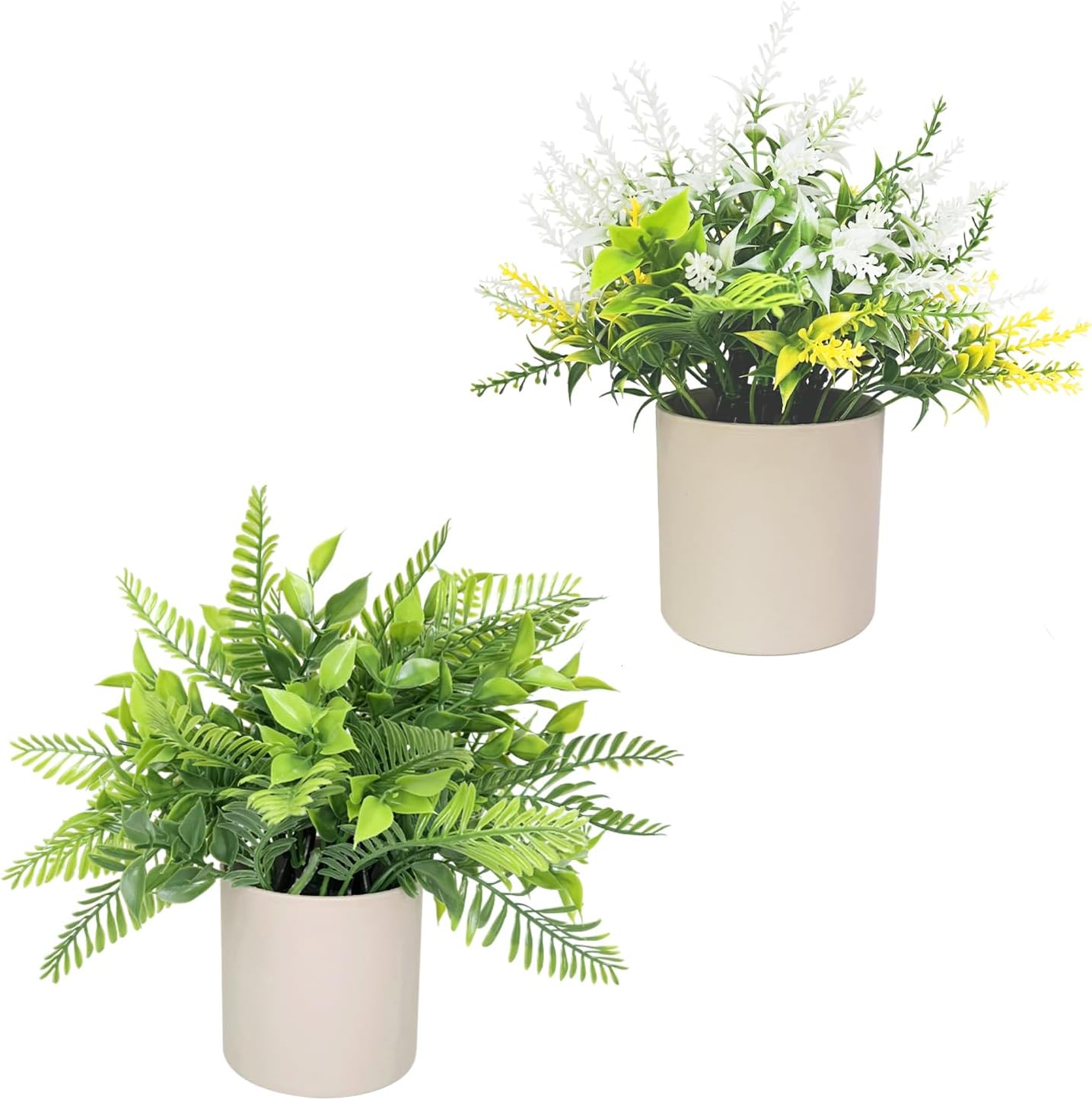 ManyuGas 2 Pack Fake Plants in Brown Pot, Mini Artificial