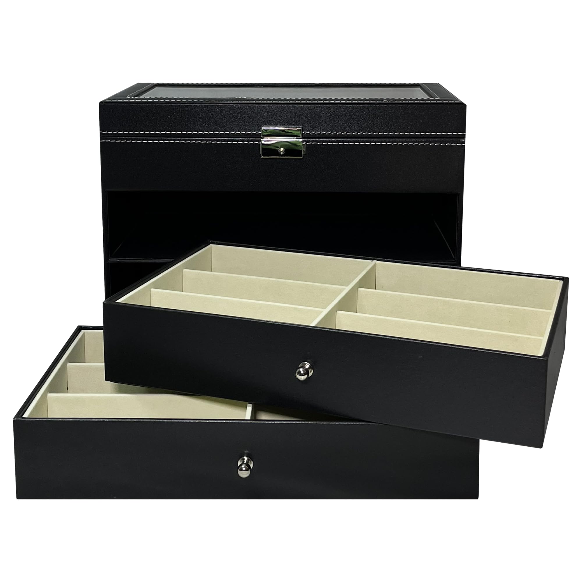 Mr Maestro Relojero | Brillenetui für 18 Brillen aus Öko-Leder | Brillenetui Brillenbox | Schwarz | großes Geschenk