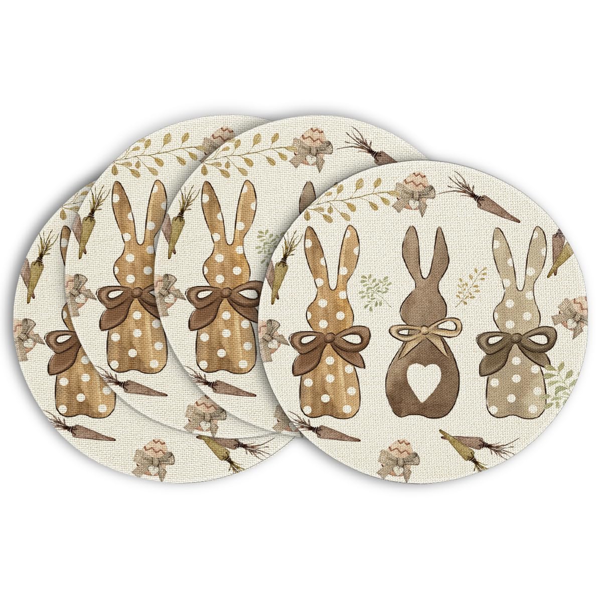 Artoid Mode Polka Dot Hasen Karotten Ostern 4er Set Platzsets, 37cm Frühling Küche Tisch Dekoration Drinnen Urlaub Party Dekor