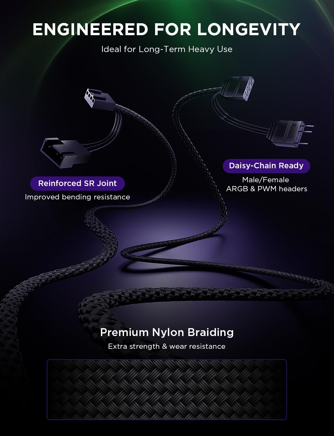 AsiaHorse Nyota Pro 120 mm Ventilateur pour ordinateur portable 120 mm Daisy Chain, ARGB PWM 2000RPM Ventilateur de poche d'ordinateur à débit d'air élevé, pales de ventilateur standard