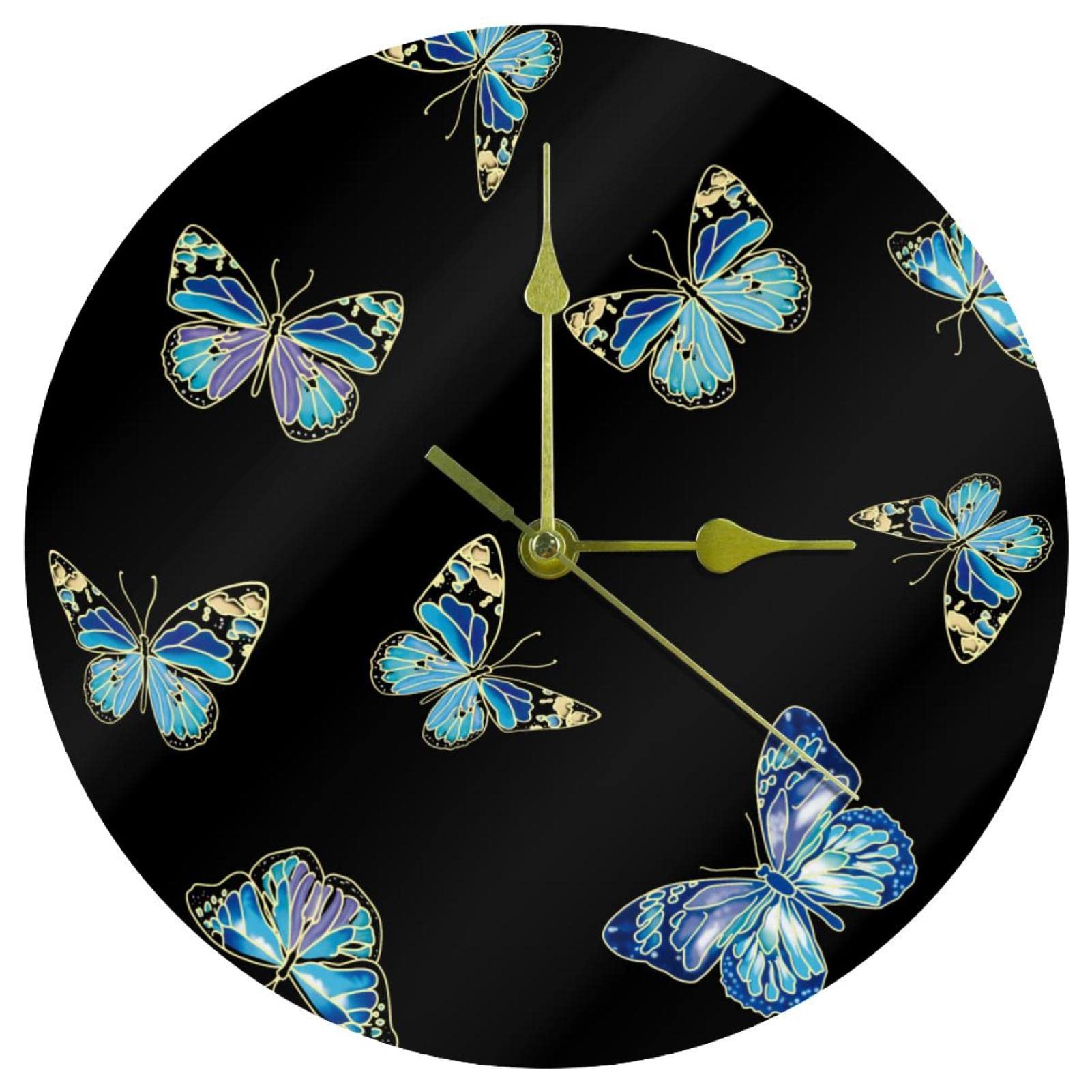 Horloge murale silencieuse sans tic-tac à piles avec design papillon