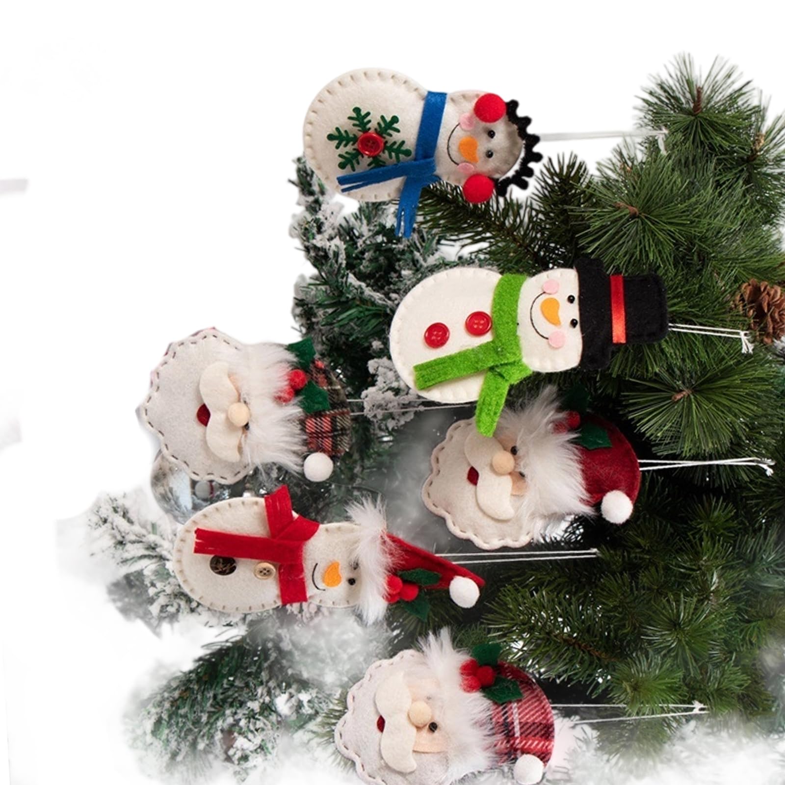 Tsophreniq Cartoon Fabric Santa Snowman Reindeer Christmas Tree Decoration Festival Hanging Ornament for Door Handle Mantels Wreath Cartoon Christmas Hanging Ornament