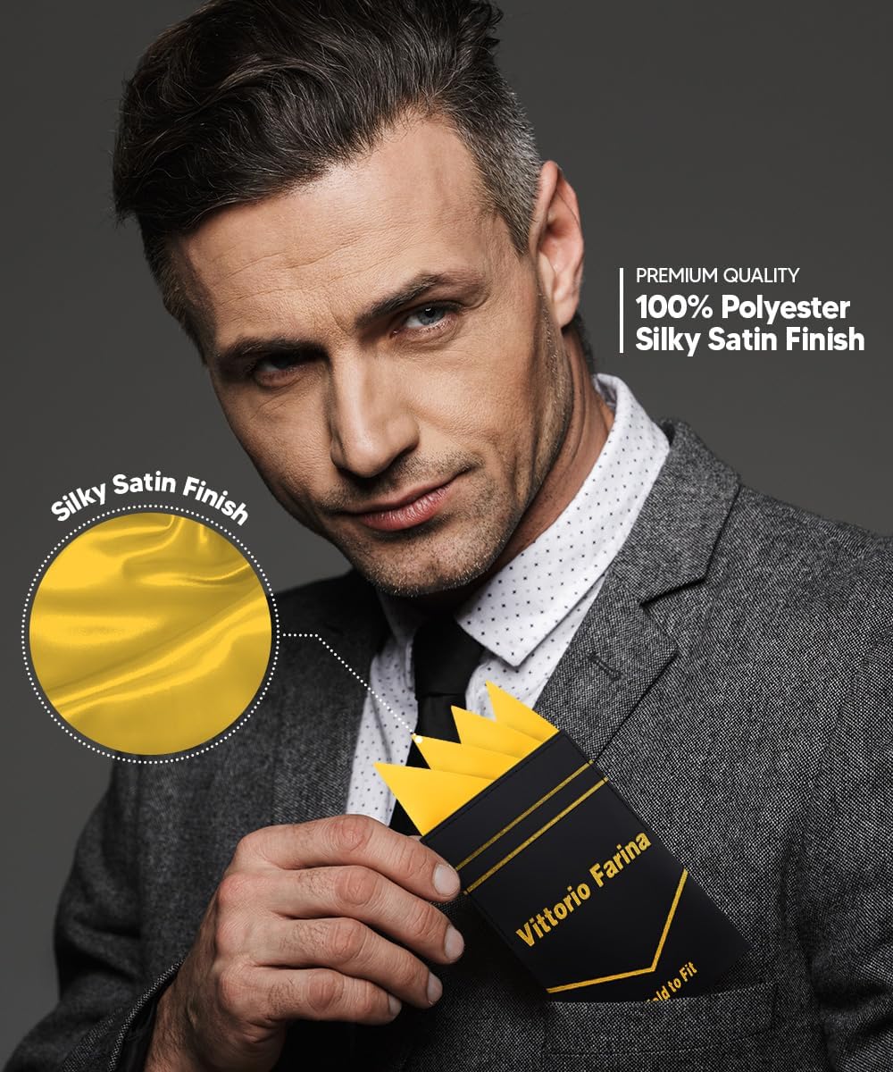 Premium Pre-Folded Four-Point Suit Pocket Square for Men with Sewn Pocket Fold