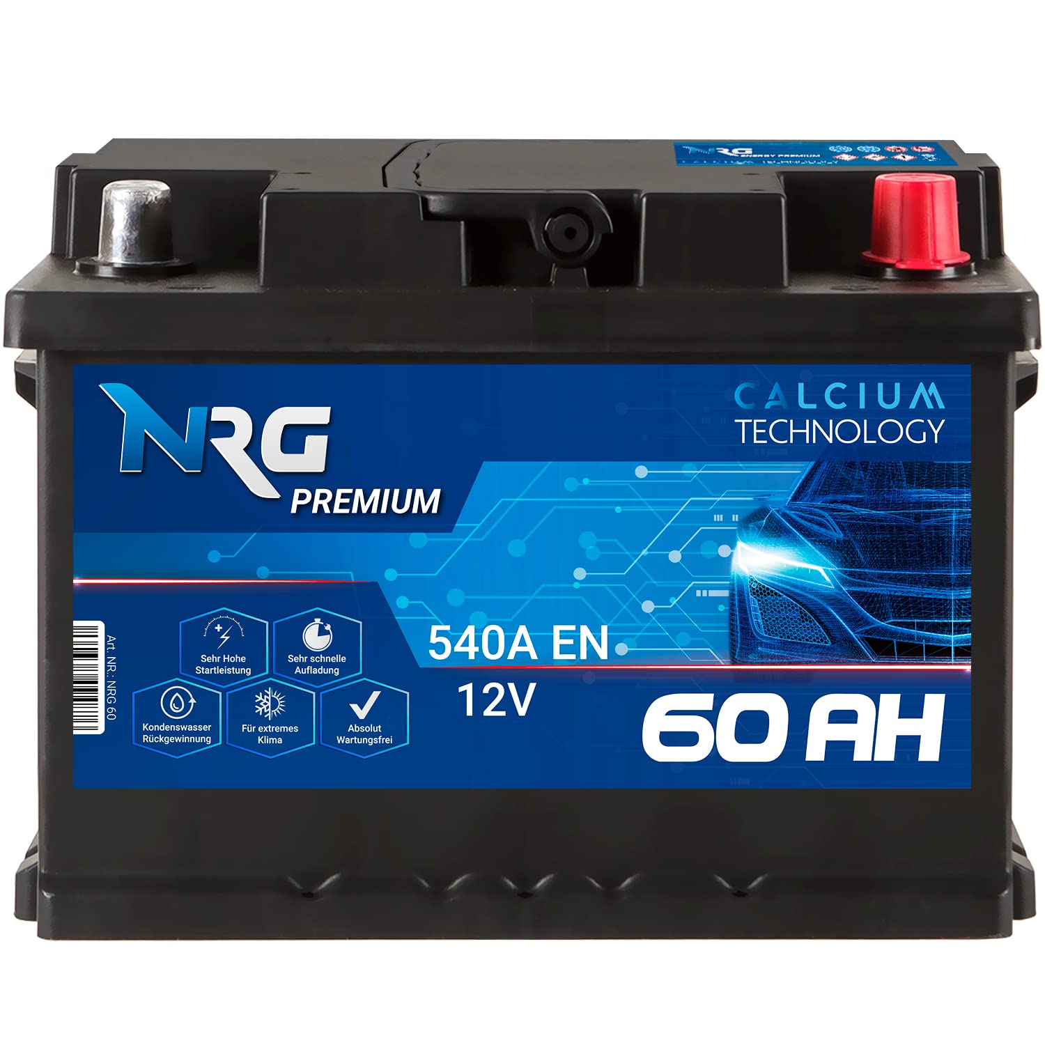 Autobatterie 12V 60Ah 540A/EN Starterbatterie ersetzt 53AH 54AH 55AH 56AH 61AH 62AH Batterie
