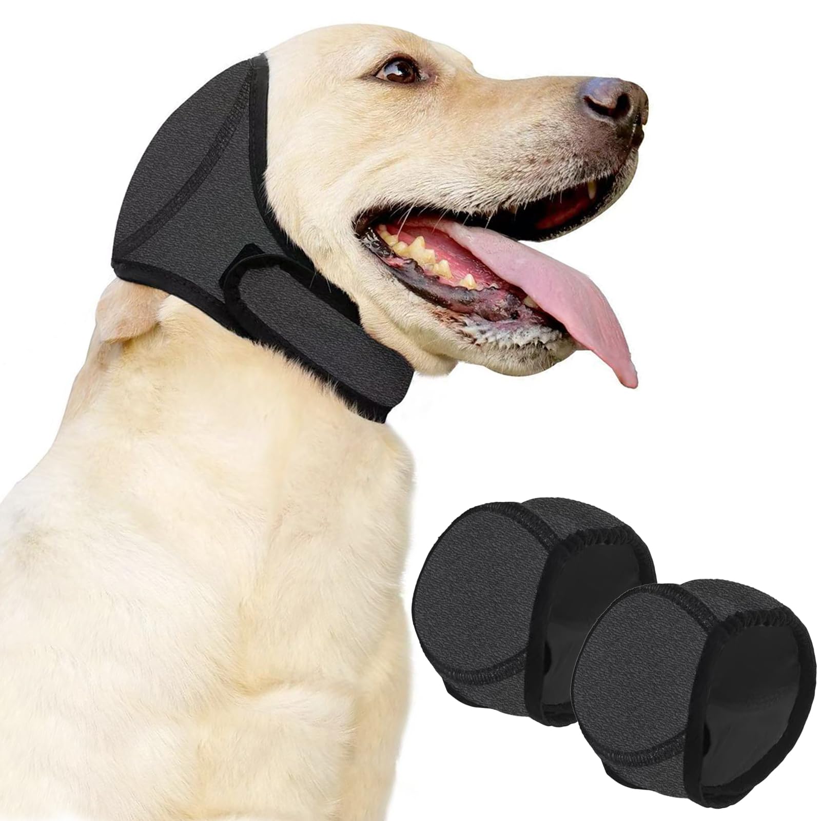YTSMFL Dog Ear Protectors, Adjustable Dog Ears Cover Dog Ear Muffs Noise Protection Comfortable Quiet Dogs Calming Pet Snood Ear Covers for Thunder Fireworks Vet Visits(M)