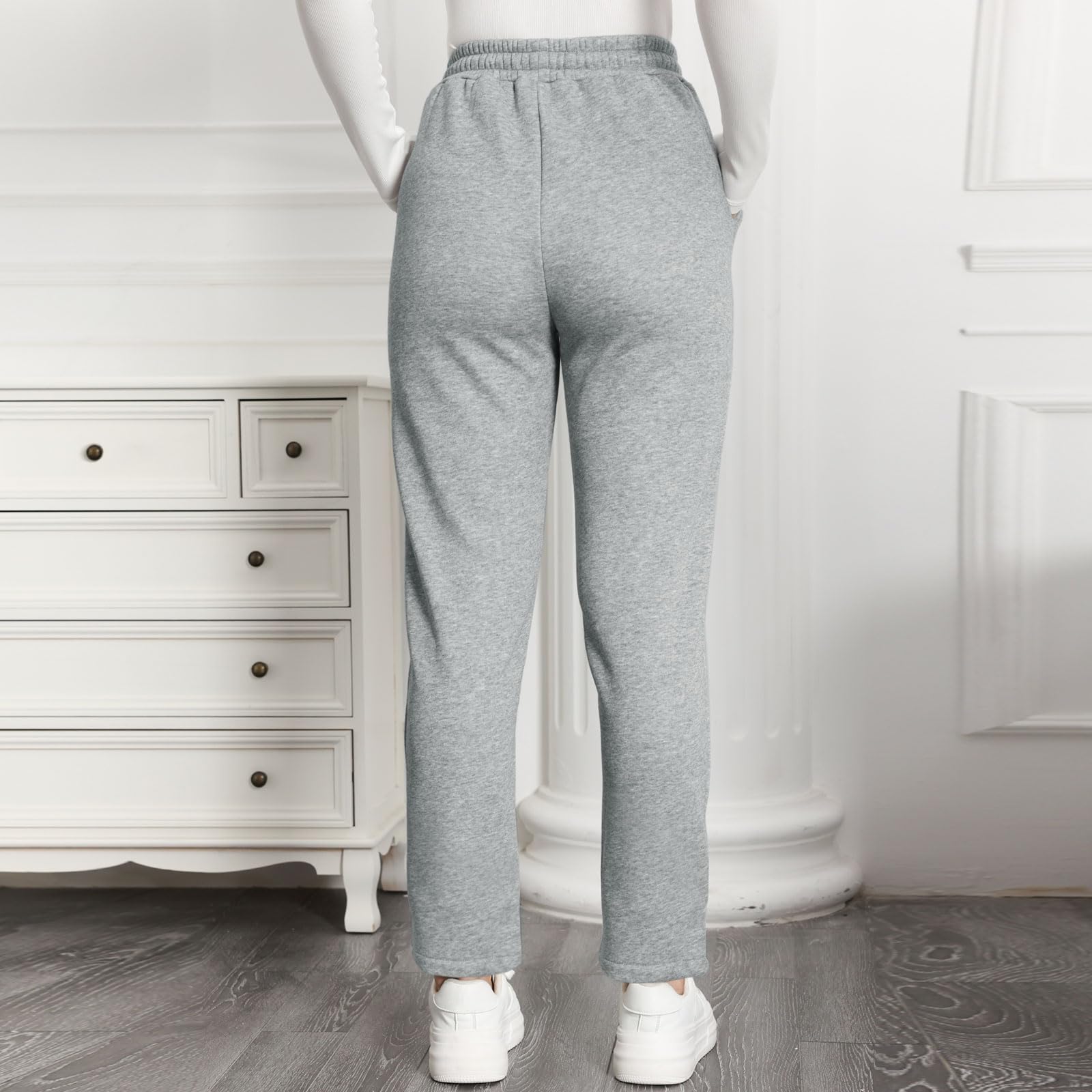 EDOTON Pantaloni da Jogging Donna Caldi Sportivi Pantaloni Termici Ispessiti in Pile Invernale Foderati con Tasche Pantaloni da Allenamento con Coulisse S-XL