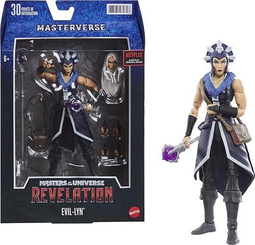 Masters of the Universe Masterverse Revelation Figura de acción y accesorios, Evil-Lyn Motu coleccionable con articulación y piezas intercambiables,