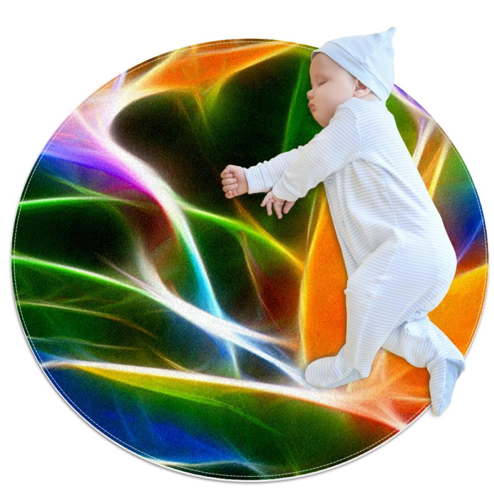 Tapis fleur colorée d'oiseau de Paradis tapis rond 100cm JDEZ