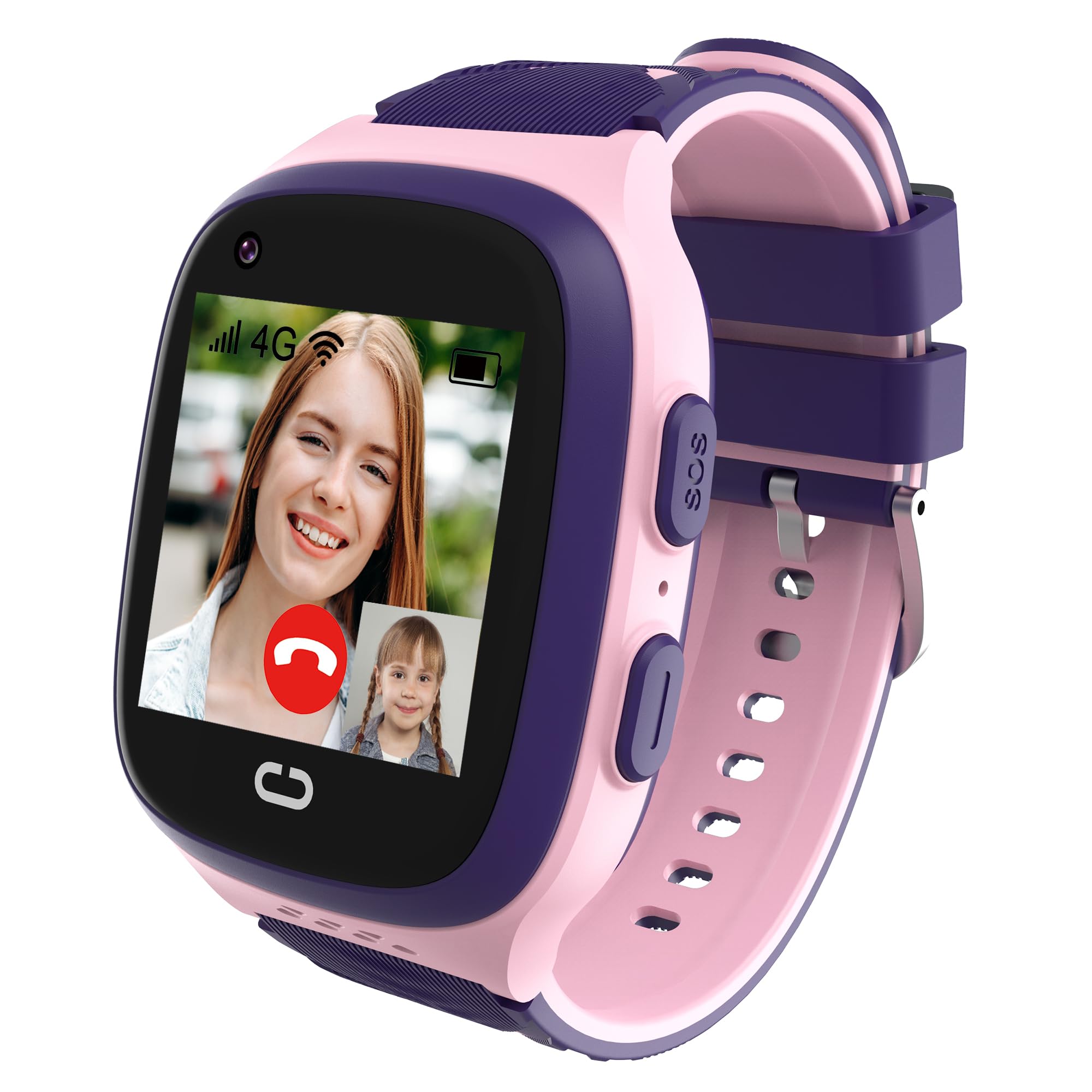 Kids Smart Watches Girls with GPS Tracker & Video Calling 4G Kids Cell Phone Watch Age 5-12, Waterproof One-Key SOS Call Voice Chat HD Camera Alarm Clock Touch Screen GPS Tracker for Kids Gifts(Pink)