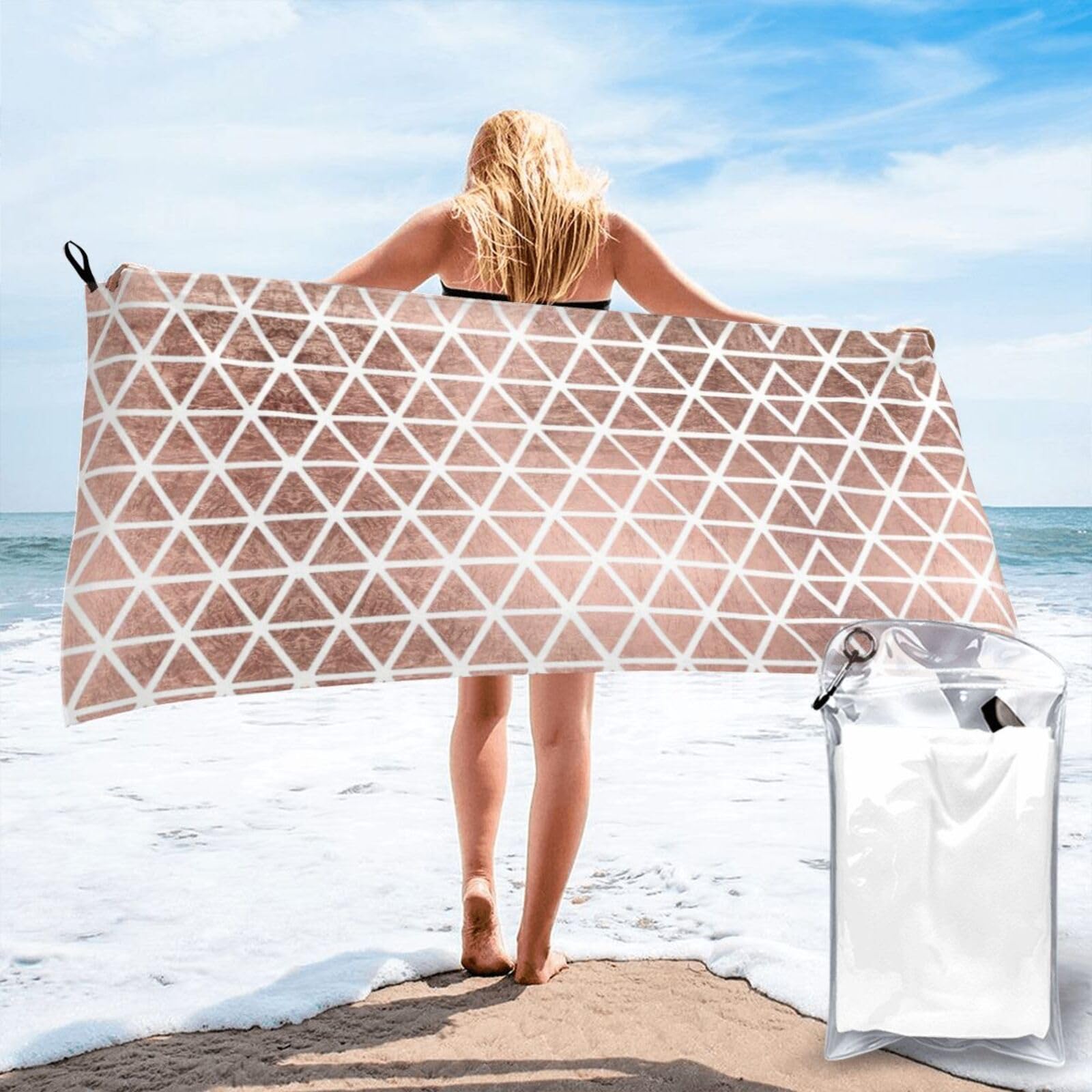 WYCZHY Rose Gold Pattern Backgrounds Print Beach Towel Soft Quick Dry For Spa Pool Gym Vacation Travelers Women Men Adults Sauna Gift