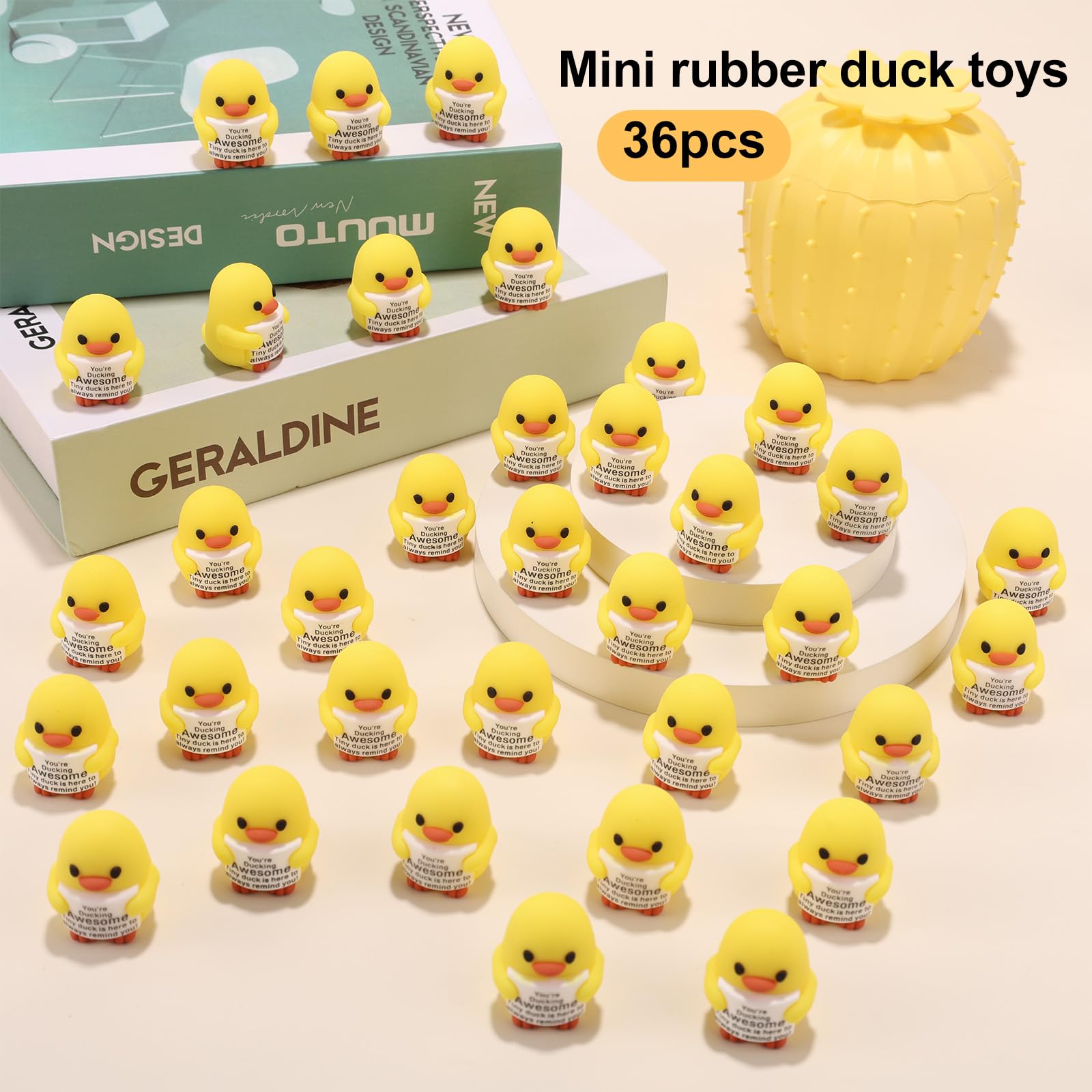 Lyreh 30pz Mini Anatre in PVC, Supporto Emotivo Anatra Positivo con Biglietto Messaggio Positivo Mini Decorazioni Regalo Motivazionale Compleanno per Amici Famiglie Colleghi Insegnanti