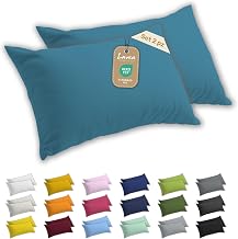 Lavea® Set of 2 Pillow Cases for Bed 50 x 70 cm - 100% Cotton Jersey Soft and Breathable Cushion Covers with Quality YKK Zipper, OEKO-TEX - Aquamarine