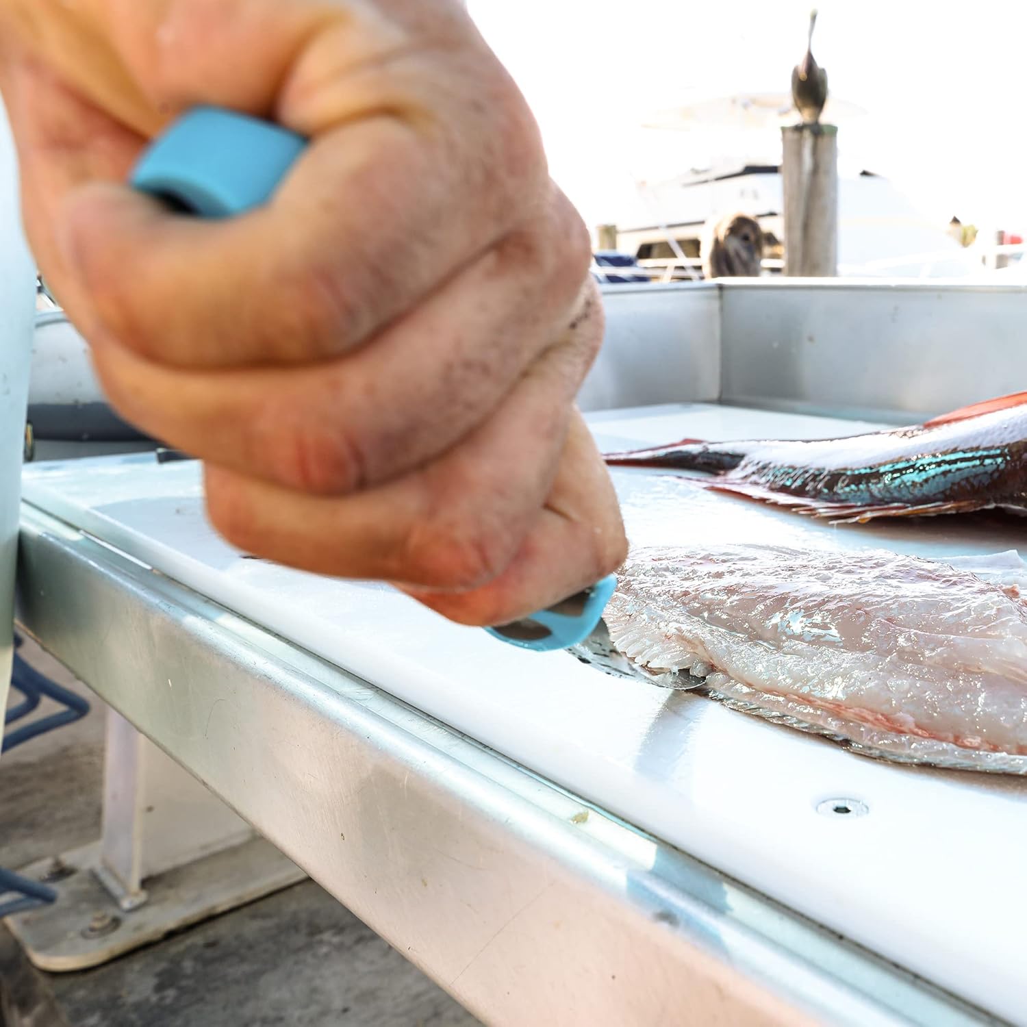 Smith's DARCIZZLE Curved Flex Fillet Knife - 400 Series Stainless Steel Blade - Non-Slip Soft Grip Handle - Sheath - Curved Blade - Deboning & Game Processing - Fishing