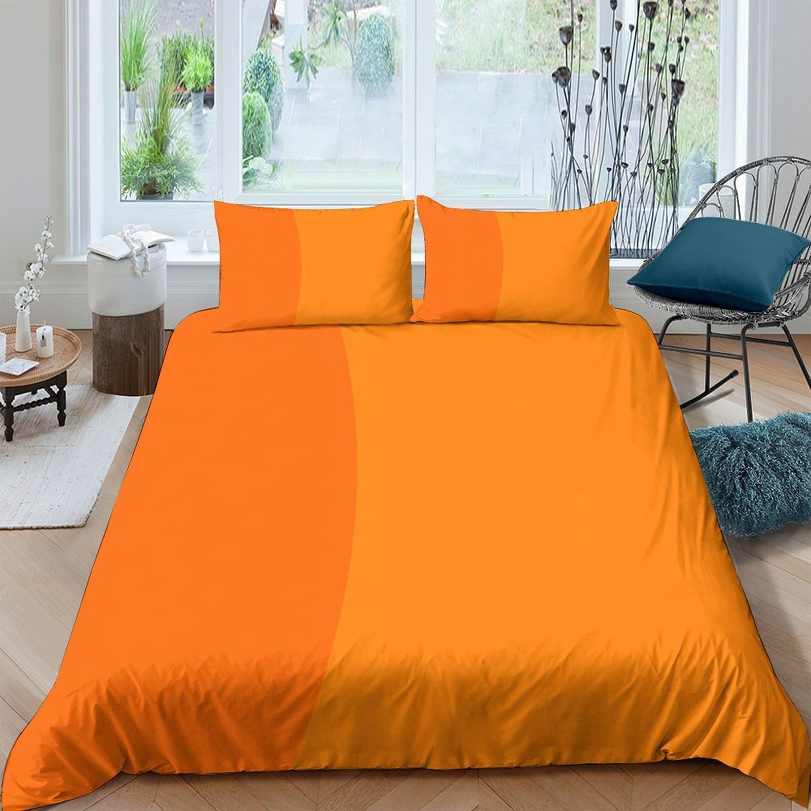 Ctjqhvkz Style-2 3D Printed Orange Gradient Fitted Sheet Microfiber Soft Breathable Abstract Stripe Bed Cover For Bedroom Guestroom Single（135X200cm）
