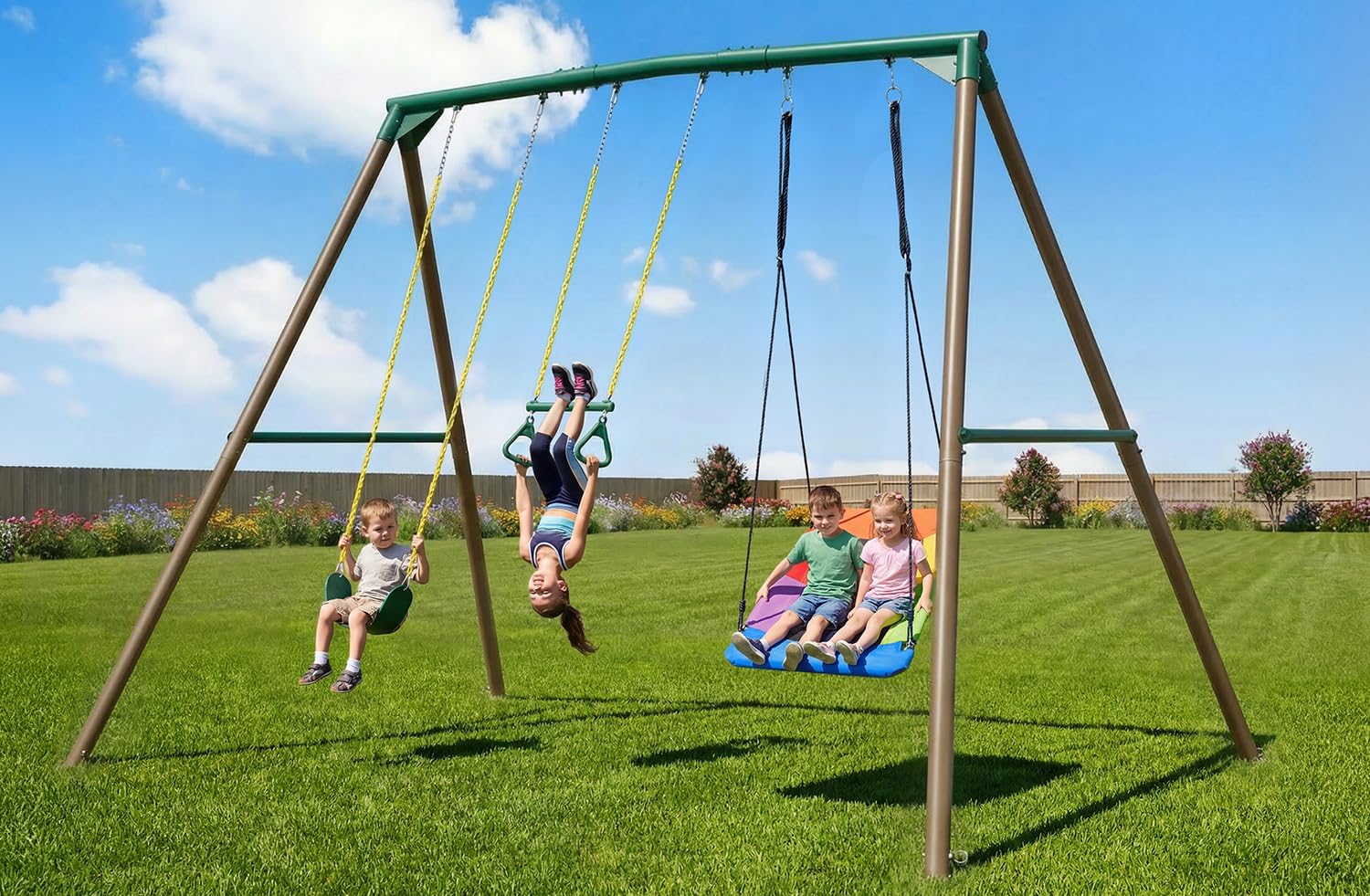 Photo 1 of Hapfan Heavy Duty Metal Swing Set - 9.5' Tall with 3 Swings