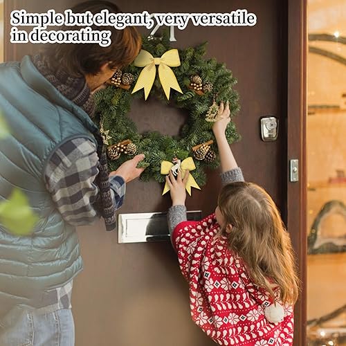 Miniatura 8 de Cinta amarilla de arpillera con alambre de 1.5 pulgadas, cintas de 10 yardas para árboles de Navidad, coronas, lazos de regalo, decoración