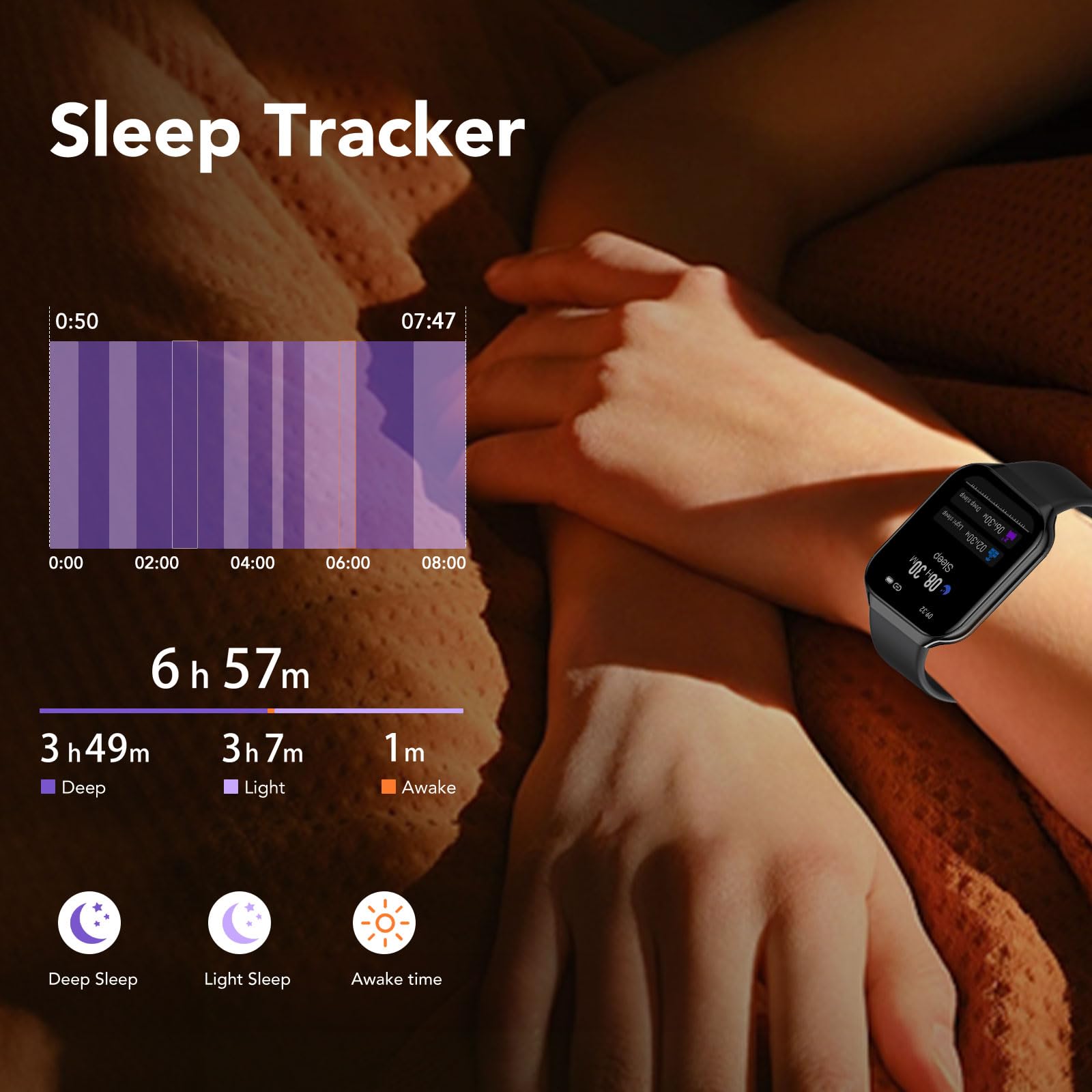 Gerafame Smartwatch Uomo Donna, 1.96" Orologio Fitness Donna Uomo con Effettua Risposta Chiamate, 112+ Sportive Smart Watch,Contapassi/Cardiofrequenzimetro, IP68 Impermeabile per Android iOS