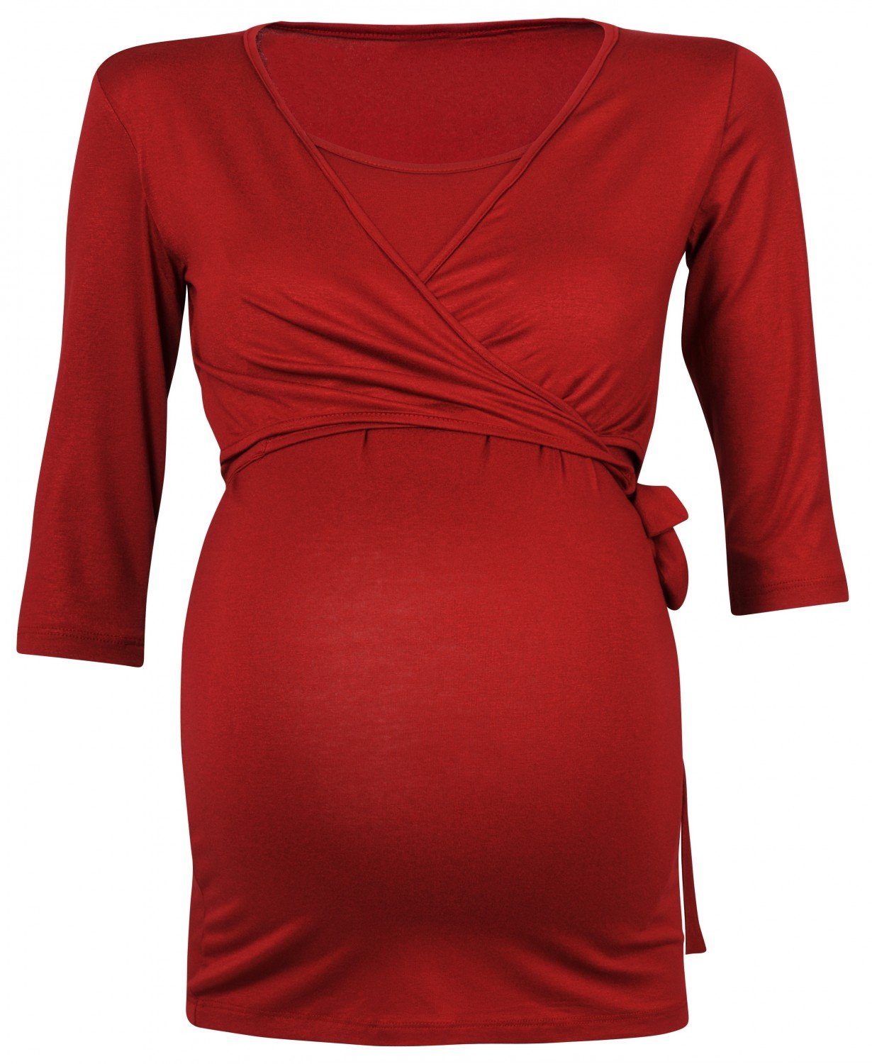 HAPPY MAMA Donna T-Shirt Bolero prémaman per L'Allattamento Camicia Maglia. 458p (Cremisi, IT 42, M)