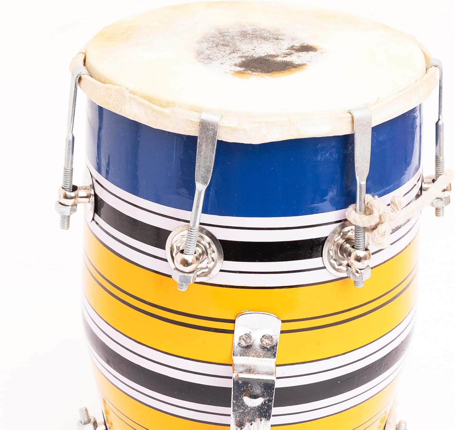 Set di tamburi classici indiani folk tabla Dholak da 30,5 cm, fatti a mano, in legno e pelle, con 14 bulloni regolabili e chiave di accordatura, strumenti musicali a percussione a mano per musicisti