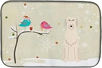 Vista 95 de Caroline's Treasures BB2508DDM - Tapete de secado de platos de perro de montaña bernés con regalos de Navidad entre amigos, tapete absorbente