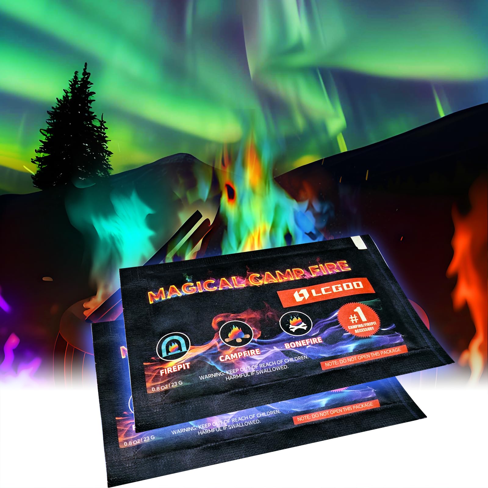 Fire Color Changing Packets Fire Pit (5 Pack) -Fire Color Packets for Campfire, Bonfire, Fire Pits & Outdoor Fireplaces - Magical Color Flames Fire Packets - Camping Essentials