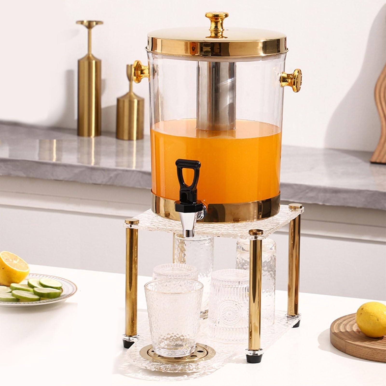 Dispensador de bebidas transparente, cerveza, agua, zumo, bebidas frías, cócteles con tapa hermética y soporte for grifo for fiestas de Buffet