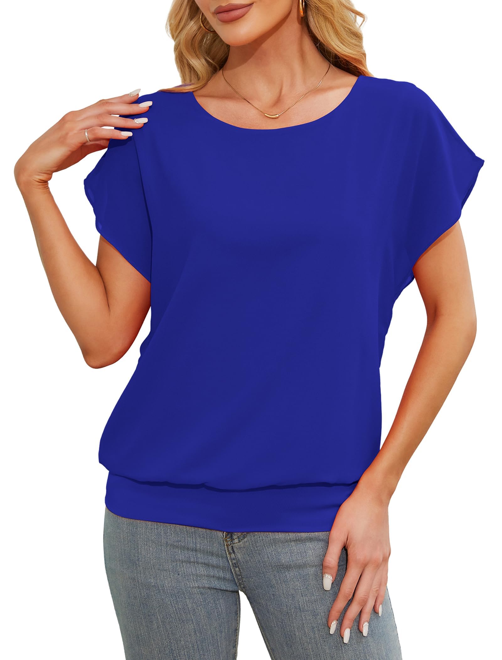 Anelune Tshirt Damen Sommer Oversized Tshirt Fledermaus Shirt Blusenshirt für Jeden Tag