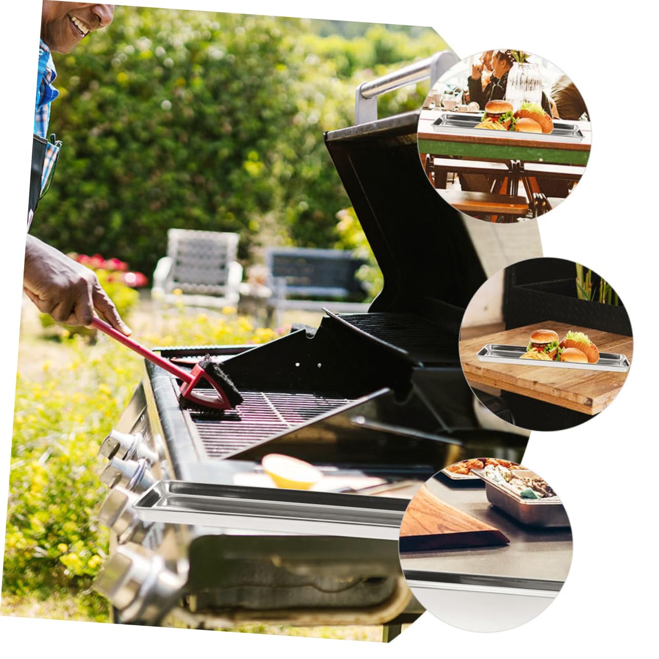 KICHOUSE 2pcs Stainless Steel Tray Steam Pan for Restaurant Hotel Use Versatile Food Presentation and Service