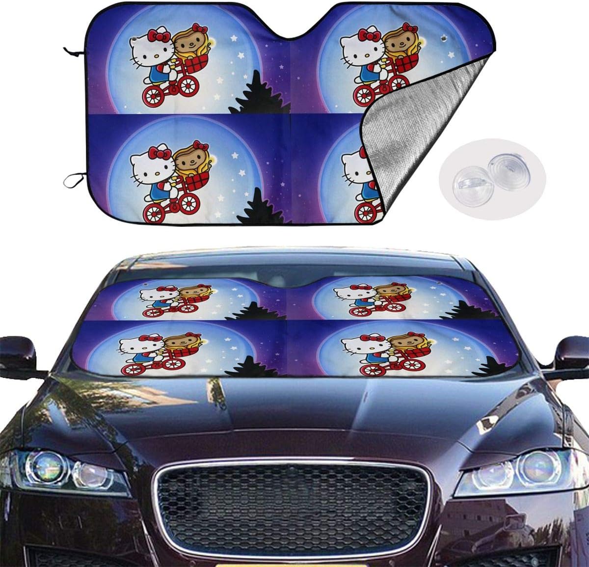 JNGBDGV Windshield Sun Shade Hello Kitty Witn Moon Car