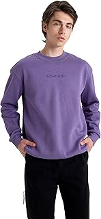 DeFacto Boxy Fit Bisiklet Yaka Baskılı Sweatshirt