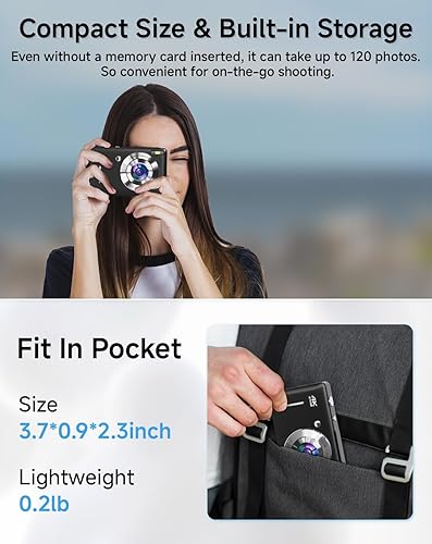 Miniatura 7 de Cámara digital para niños, FHD 1080P 44MP apuntar y disparar cámara digital con detección facial, captura de sonrisas, zoom 18X, 20 filtros,