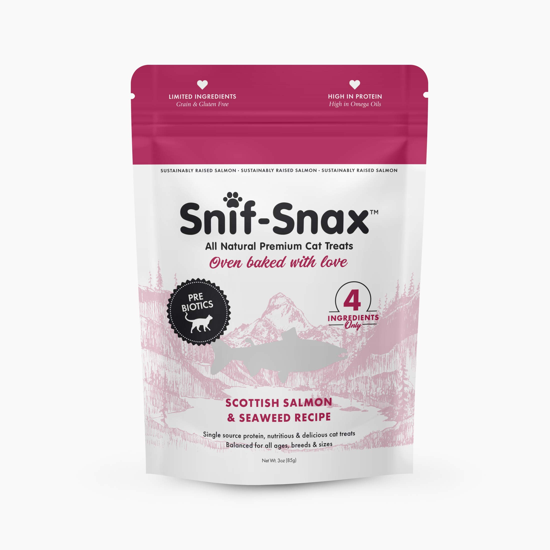 Snif-Snax All Natural Premium Cat Treats Scottish Salmon and Seaweed Recipe, 3 oz.