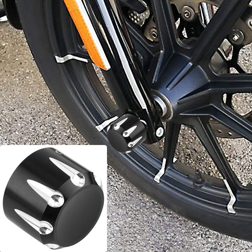 2 Pz Alluminio CNC Moto Asse Anteriore Del Cranio Dado Bullone Tappo di Copertura Harley Assi Copre Moto Dado Breakout Copertura Anteriore 03 Electra Glide Softail Classic 2012 Hd Street 1999(Nero)