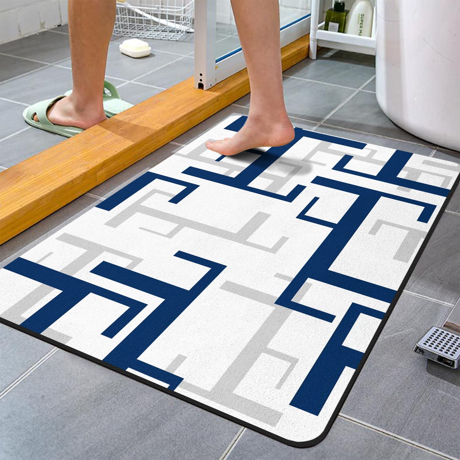 Bath Rug Non-Slip Bath Mat Soft Cozy Durable Thick Bathroom Rugs Quick Dry Rugs for Thin Bathroom Rugs fit Under Door Bathtubs Water Absorbent Rain Shower Room and Under The Sink 17"×27"
