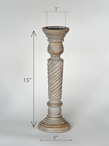 Miniatura 8 de Juego de un portavelas tradicional de madera de mango hecho a mano con diseño de anochecer antiguo y ecológico de 15 pulgadas