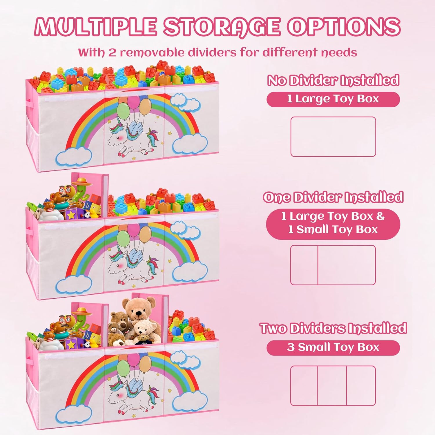 Extra Large Toy Box, Collapsible Storage Organizer with Lids, Sturdy Unicorn Toy Chest for Boys Girls, 40"x14"x16" Kids Storage Bin Box Baskets for Living Room, Playroom, Bedroom, Nursery