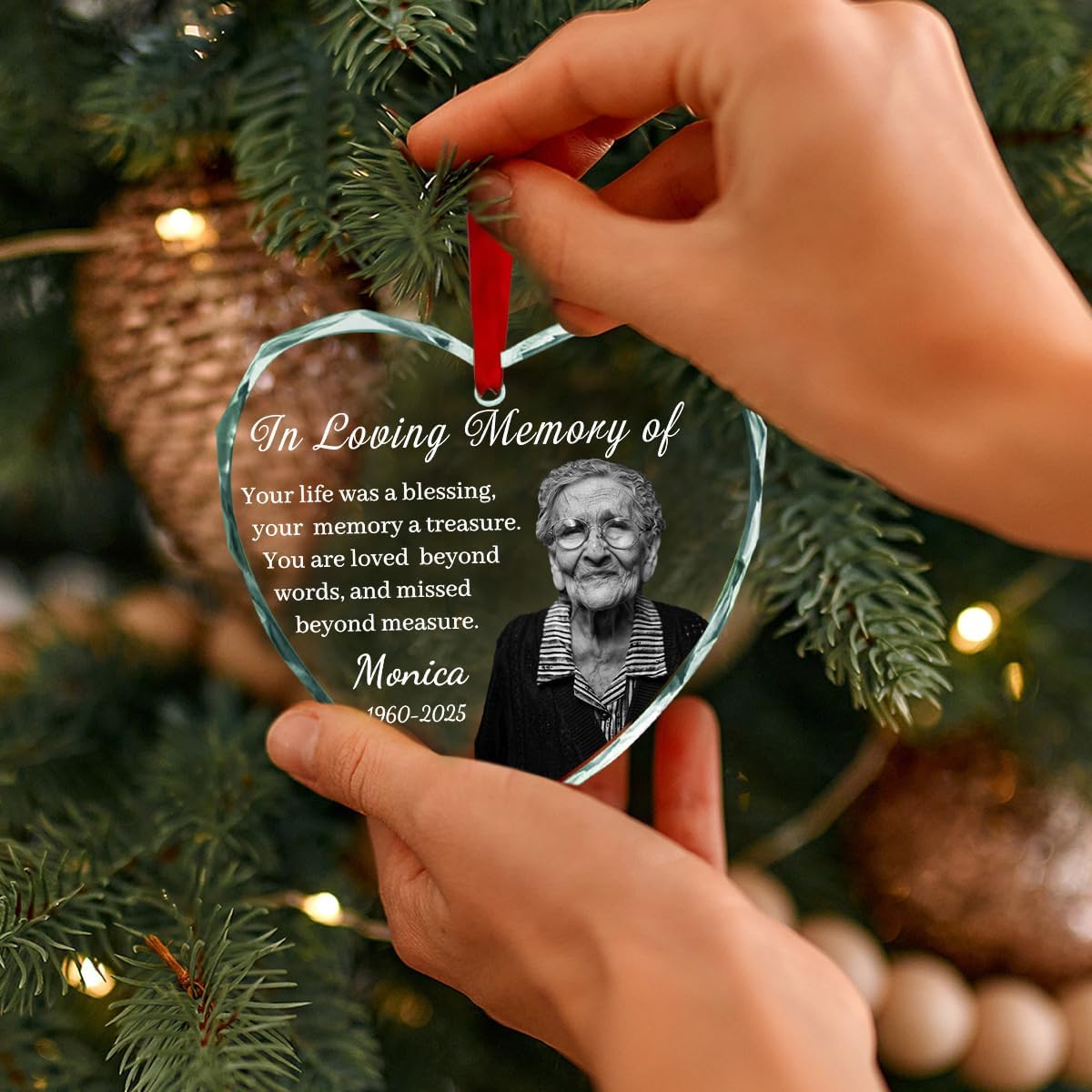 Personalized in Loving Memory Christmas Ornament 2025, Custom Nana Papa Name Photo Date Xmas Tree Decorations Sympathy Memorial Keepsake Gift for Loss of Loved One