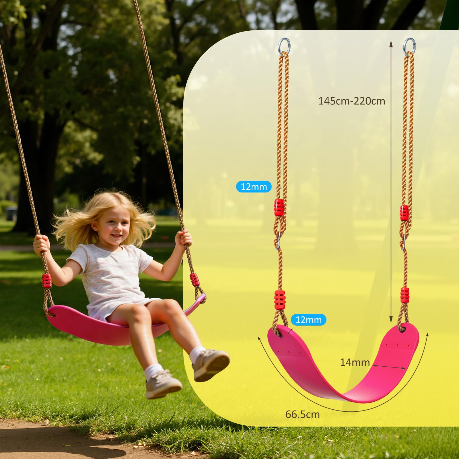 EXTSUD Altalena elastica per bambini, colore EVA, morbida, altalena a U, portata fino a circa 150 kg, parco giochi per esterni, altalena (Eva rosa)