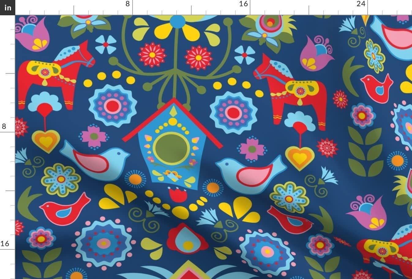Spoonflower Fabric - Scandi, Mod, Birdhouse, Swedish, Folk Art, Garden, Floral, Bird, Printed on Upholstery Velvet Fabric Fat Quarter - Upholstery Home Decor Bottomweight Apparel
