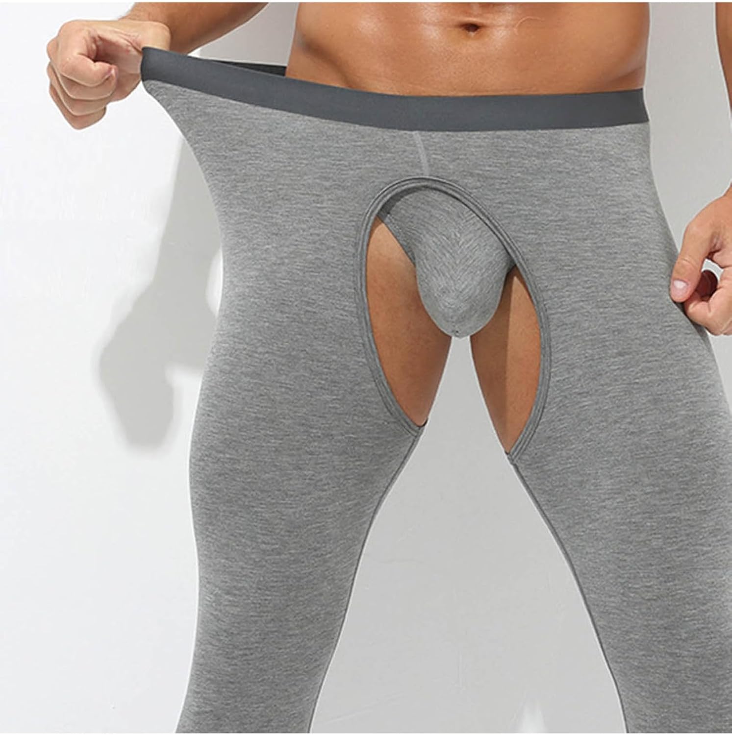 YiZYiF Men’s Cutout Crotch Bottom Thermal Tights Sports Base Layer Leggings Underwear Yoga Pants