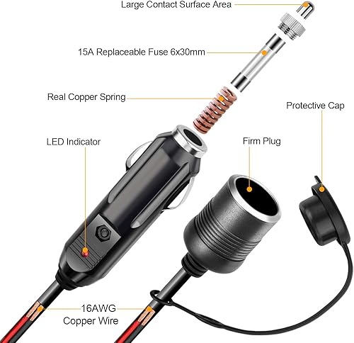 Miniatura 7 de AstroAI Compresor de aire y cable de extensión para encendedor de cigarrillos AstroAI