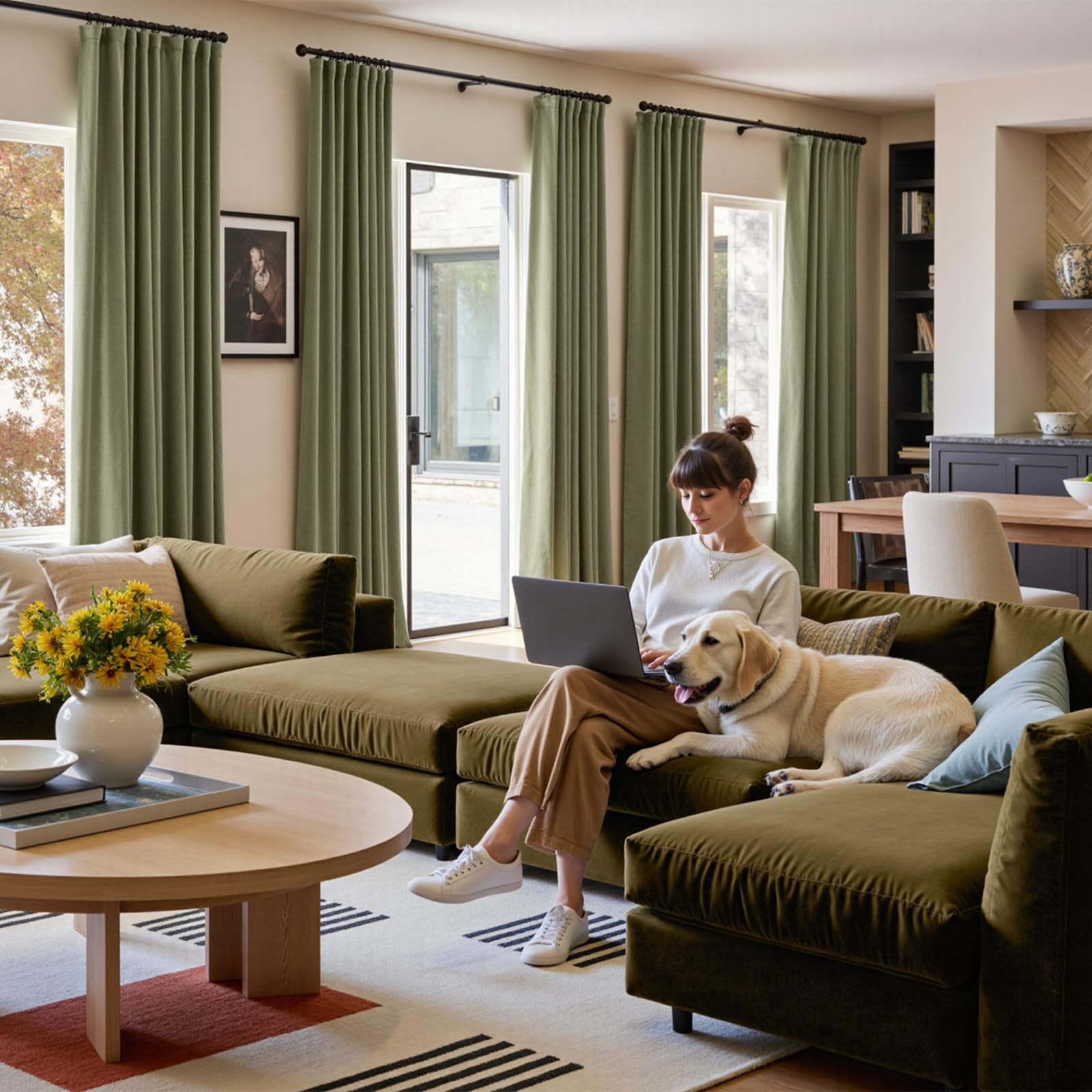 Amazon｜Lazzzy グリーン ベルベット 遮光カーテン 断熱カーテン 寝室