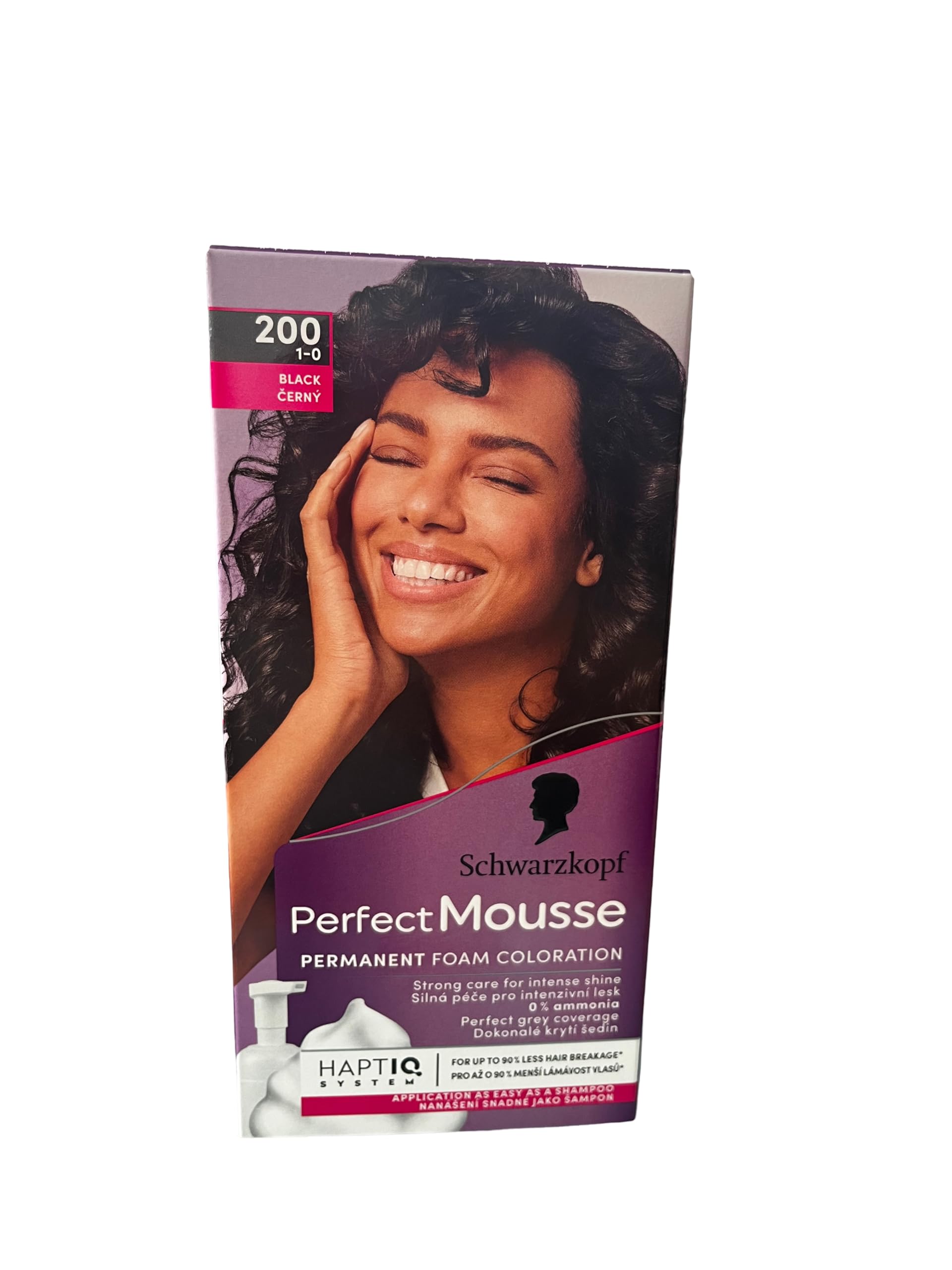 Schwarzkopf Perfect Mousse Permanente Schaumcoloration, 200 Schwarz Stufe 3, 3er Pack (3 x 93 ml)