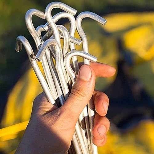 Miniatura 3 de 100 clavijas de acero galvanizado de alta resistencia, bordes de valla de jardín, estacas de camping, estacas de paisaje, picos de tienda de campaña