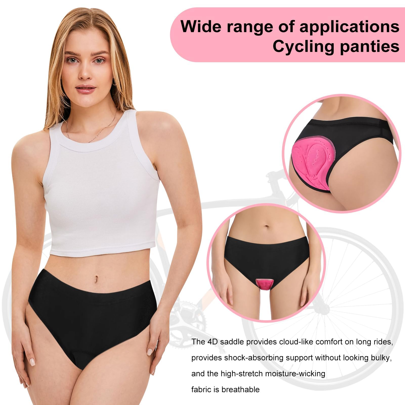 Dongcill Radunterhose Damen Gepolstert Unterwäsche Fahrrad Unterhosen Atmungsaktive & Schnelltrocknende Fahrradslip Gepolstert Für Trekking, Rennrad & Indoor-Cycling