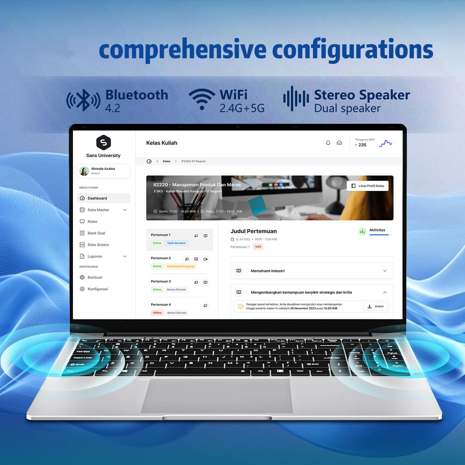 15.6 inch Laptops, Gaming Laptop with 8GB RAM 256GB SSD, Laptop Gamer, Traditional Laptops N4000, Netbook Computers Full HD 1920X1080 Display WiFi5 Mini-HDMI 180 Angle Opening for Student Business